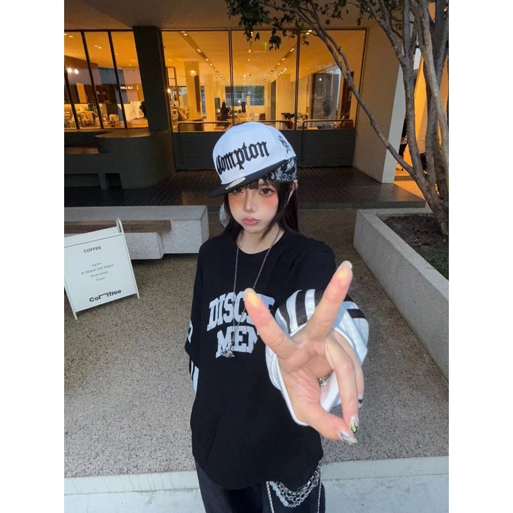 DCM 線條 假兩件 斑駁 美式 拼接 長袖 DCM-L47