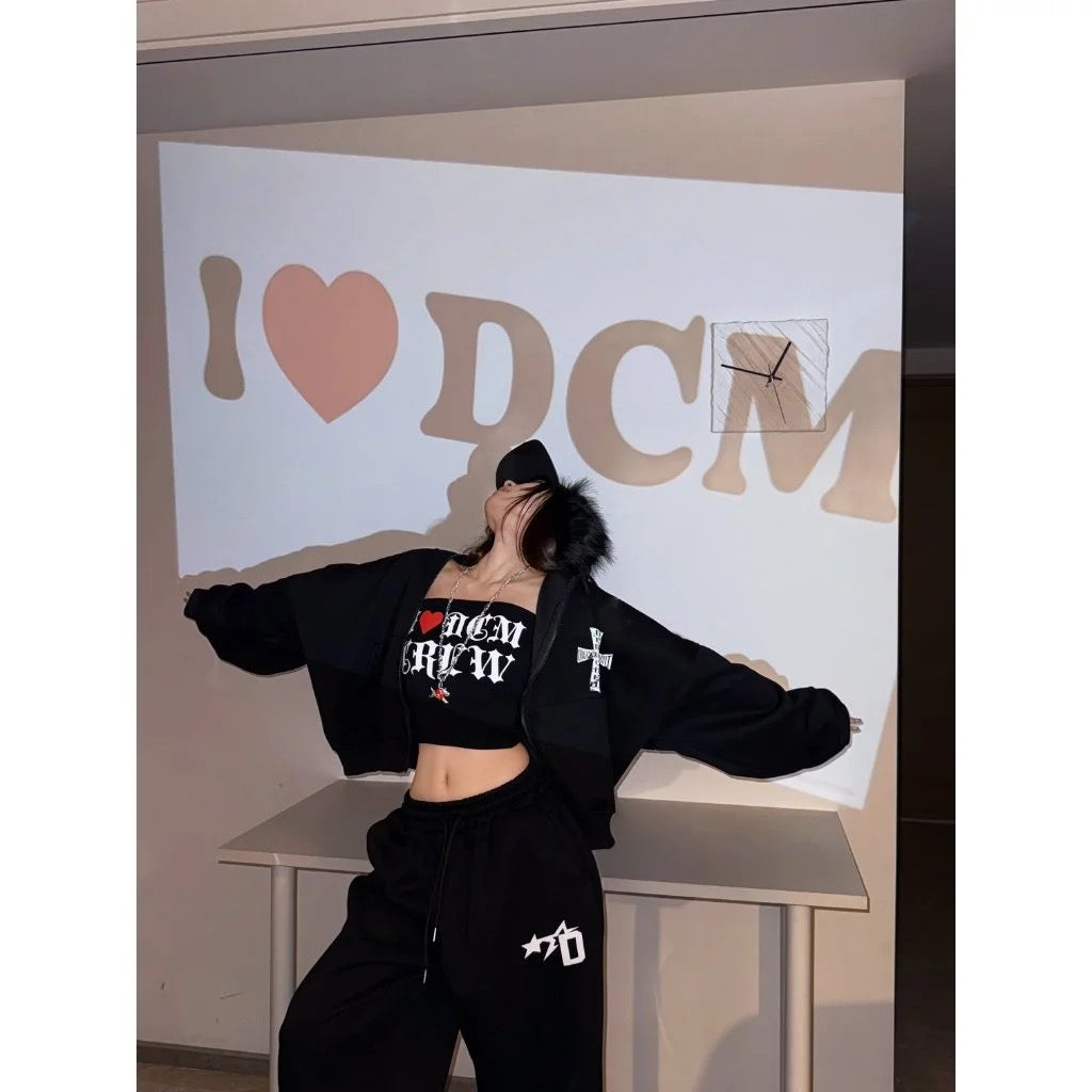 DCM 連帽外套 棉質 天使 短版 翅膀 亞文化 十字 DCM-W73