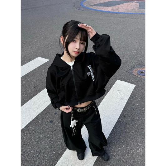 DCM 連帽外套 棉質 天使 短版 翅膀 亞文化 十字 DCM-W73