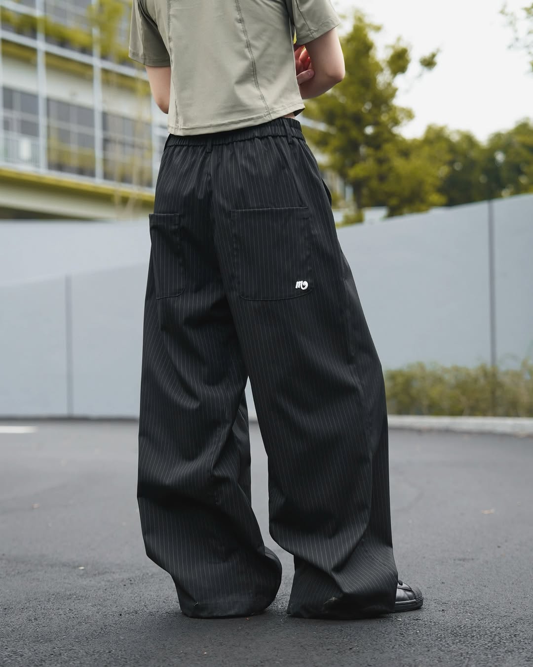 MUILLY 條紋西裝打摺褲