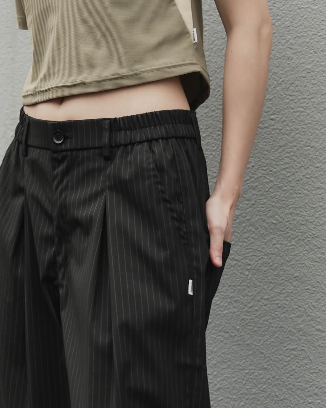 MUILLY 條紋西裝打摺褲