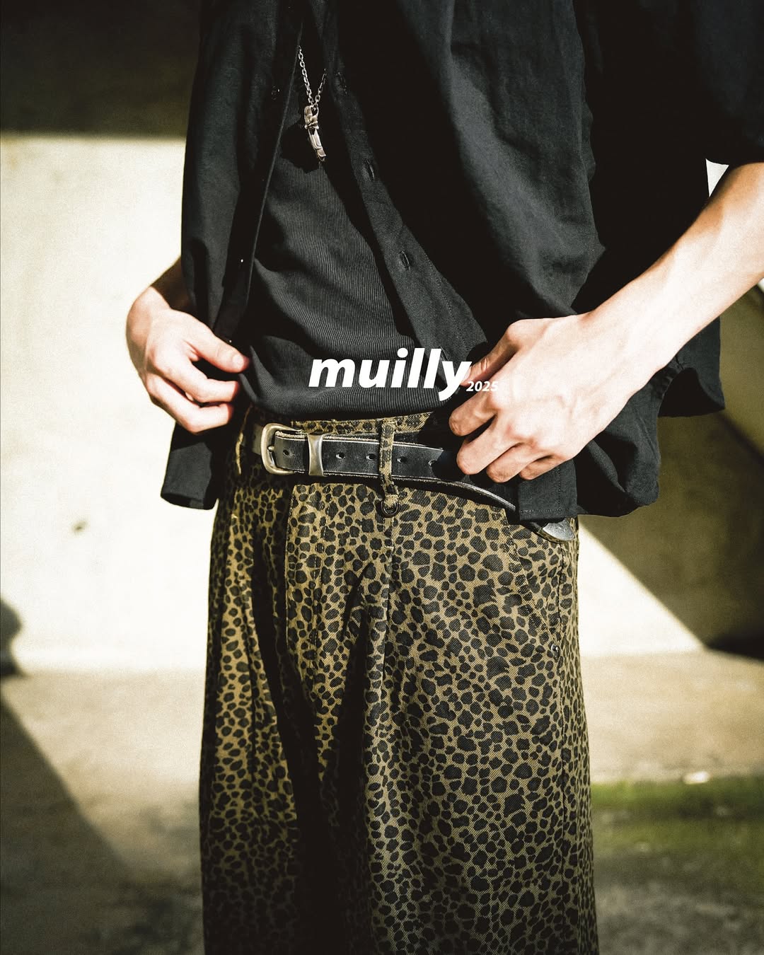 MUILLY 豹紋寬版直筒褲