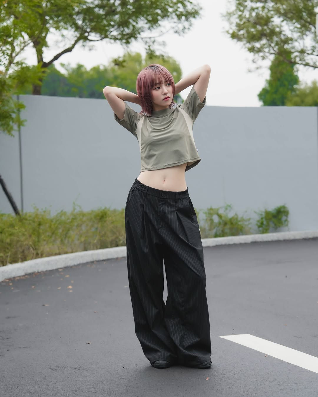 MUILLY 條紋西裝打摺褲