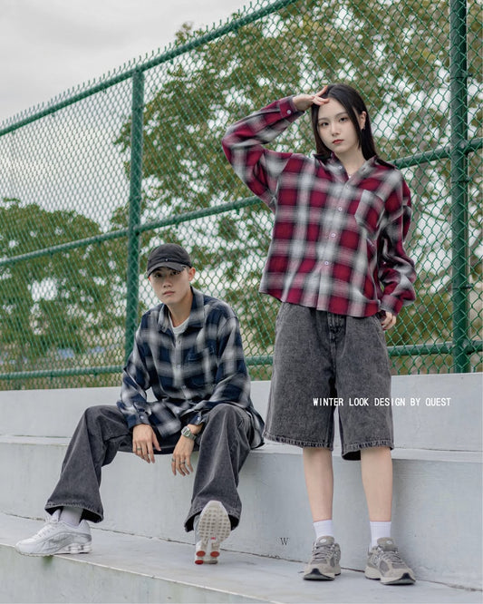 QUEST PLAID POCKET LS SHIRT 短版格紋襯衫