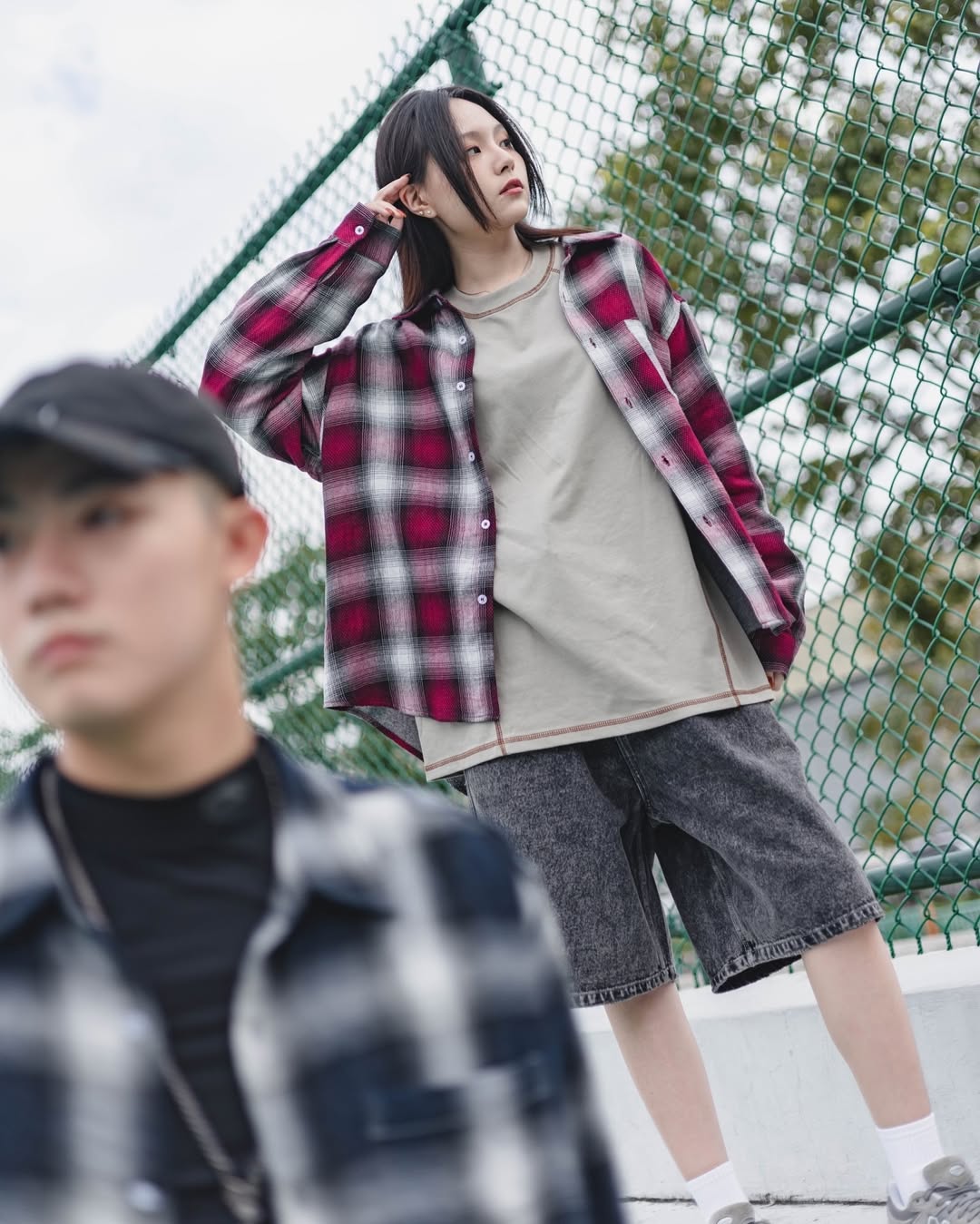 QUEST PLAID POCKET LS SHIRT 短版格紋襯衫