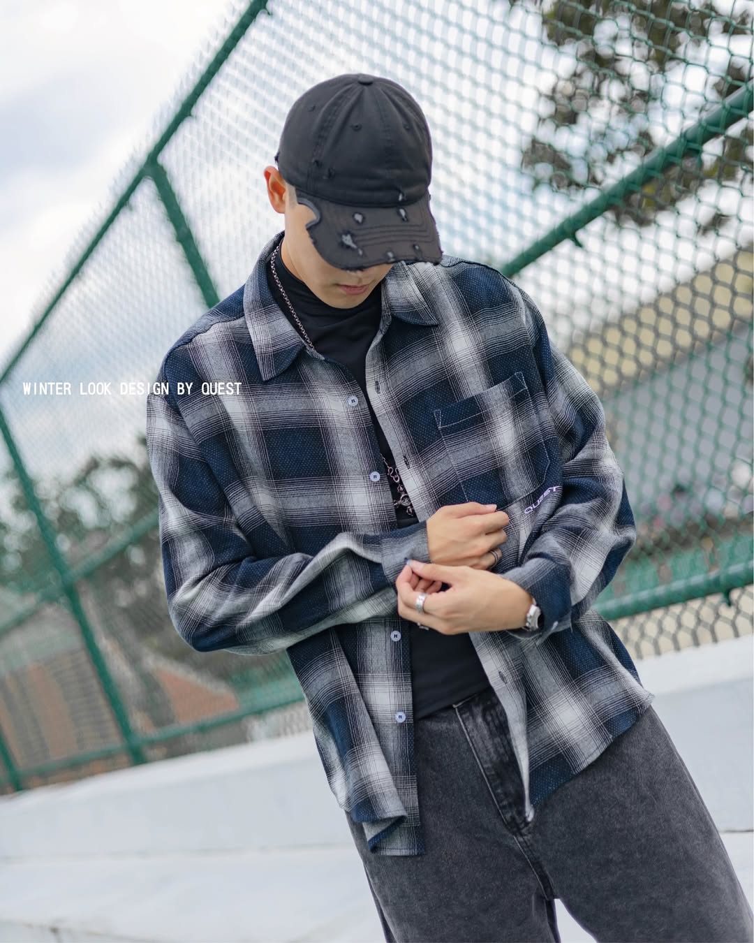 QUEST PLAID POCKET LS SHIRT 短版格紋襯衫