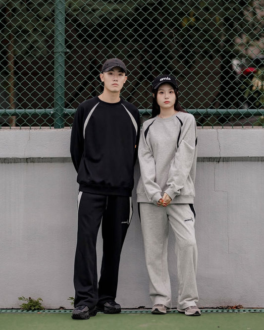 QUEST SPLICING SWEATSHIRT 拼接運動 棉大學TEE