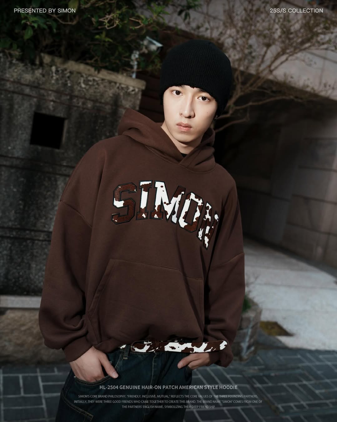 SIMON MADE HL-2504 真皮毛流 貼布繡 豹紋 乳牛 美式 帽T