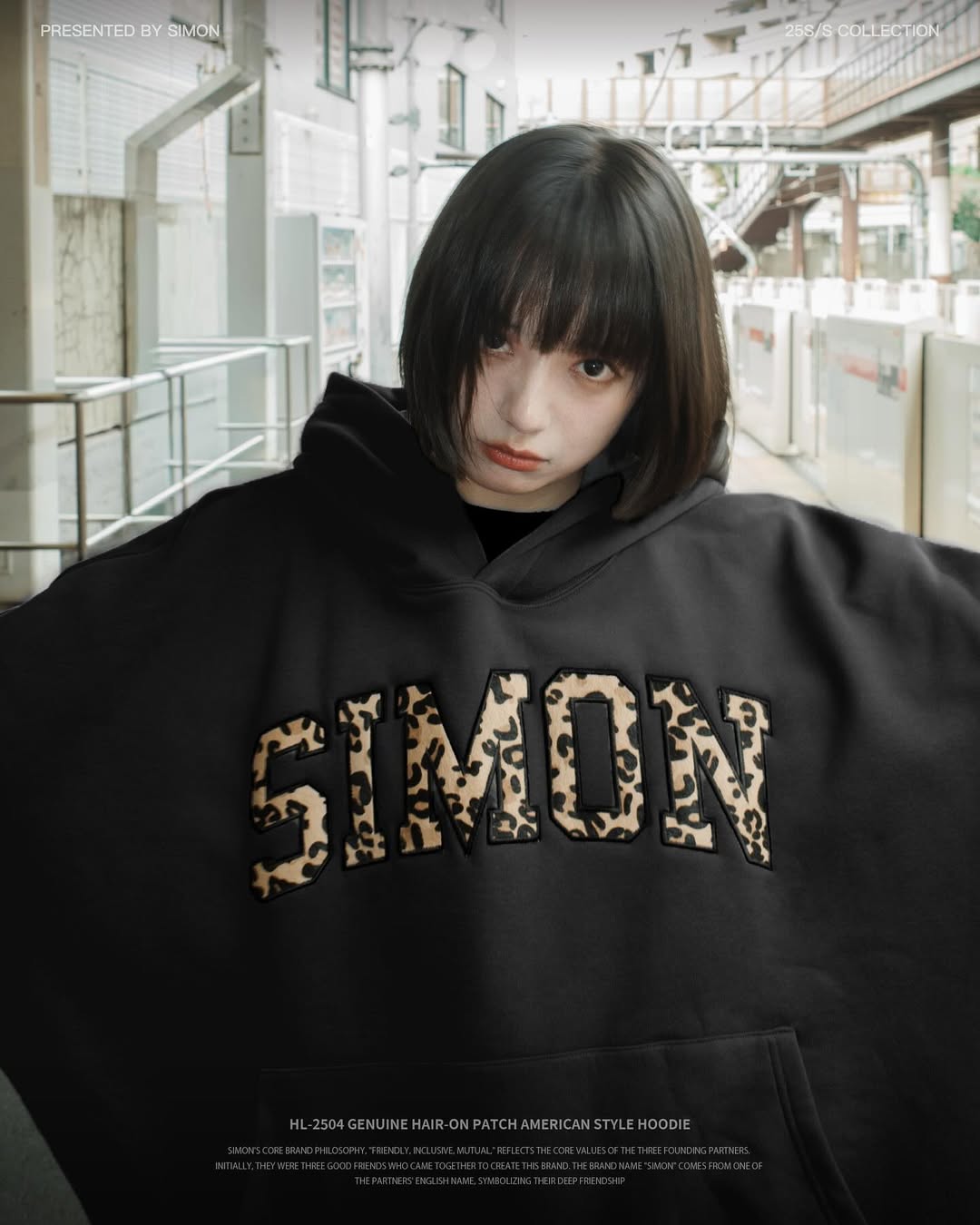 SIMON MADE HL-2504 真皮毛流 貼布繡 豹紋 乳牛 美式 帽T