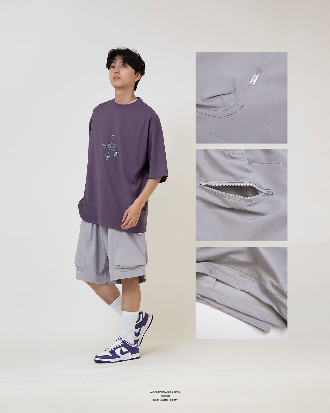 ANST 六袋 拉鍊車線短褲 / 882525
